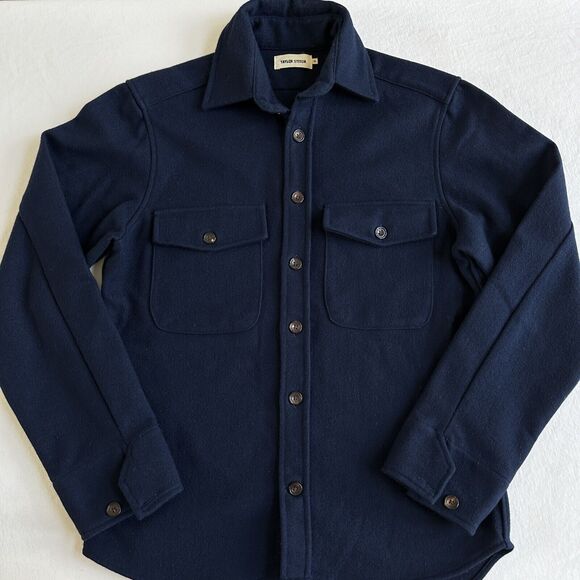 Taylor Stitch Shirt Jacket Wool Blend Men's size 38 Navy Shacket USA Woolrich - Picture 2 of 6